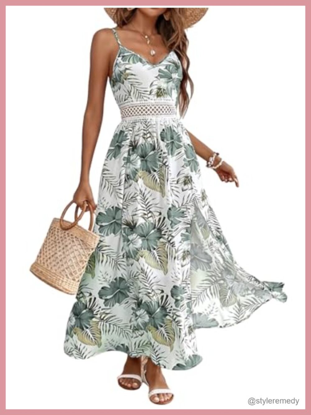 Womens Hawaiian Floral Maxi Dress Sleeveless V-Neck Summer Vacation